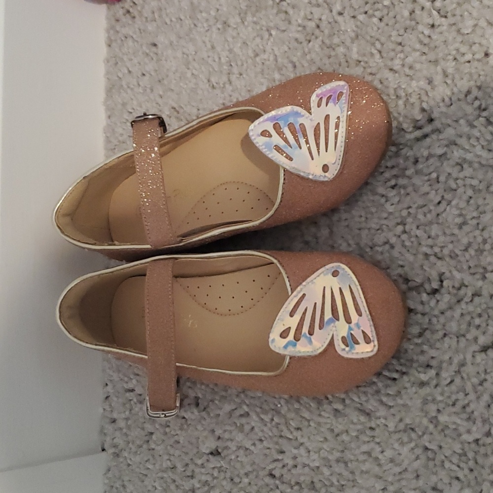 Girls kids gold sparkle dress shoes size 12
